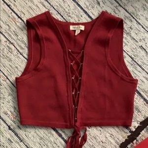 Silence + Noise Lace-Up Crop Top